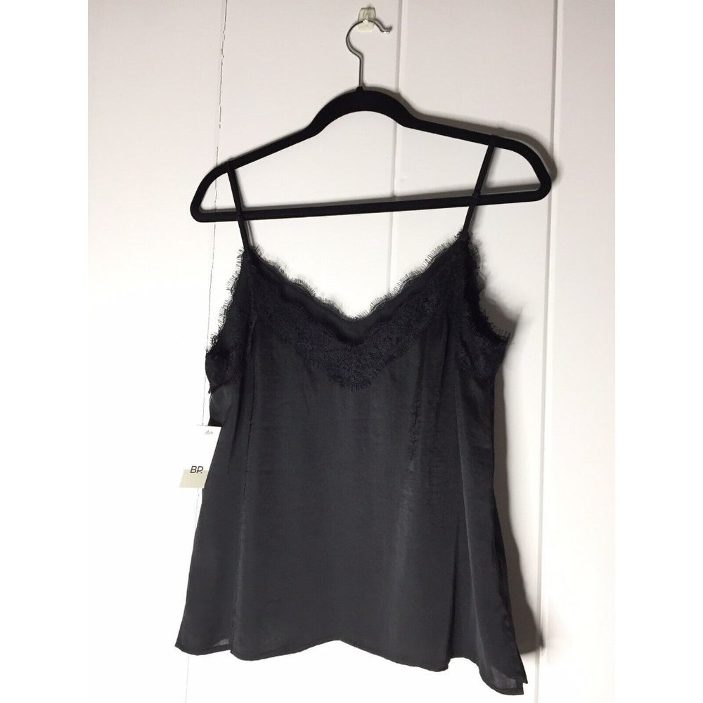 Nordstrom BP Camisole Women's Size Medium Black Sleeveless Cropped Lace Tank NWT